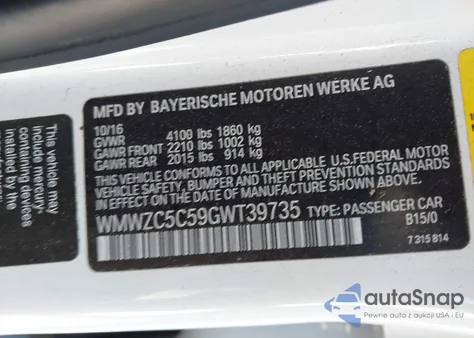 2016 Mini Countryman Cooper S z USA, uszkodzony, nr VIN WMWZC5C59GWT39735